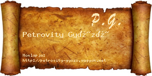 Petrovity Győző névjegykártya